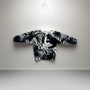 Vtg Variations Sweater Womens Small All Over Print AIP Panther Leopard Tropical